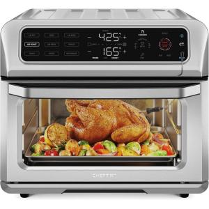 imageChefman Air Fryer Toaster Oven Combo with Probe Thermometer 12In1 Stainless Steel Convection Countertop 10 Inch Pizza 4 Slices of Toast Cooking Baking Toasting Roaster Oven Airfryer 20QTStainless Steel