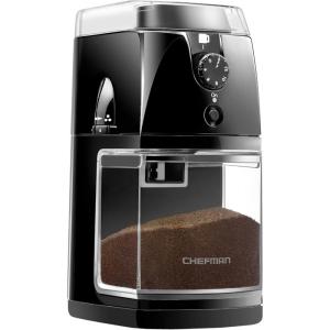 imageChefman Coffee Grinder Electric Burr Mill  Freshly Grinds Up to 28oz Beans Large Hopper with 17 Grinding Options for 212 Cups Easy One Touch Operation Cleaning Brush Included Black17 Grinding Options