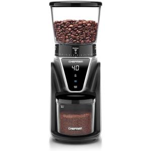 imageChefman Coffee Grinder Electric Burr Mill  Freshly Grinds Up to 28oz Beans Large Hopper with 17 Grinding Options for 212 Cups Easy One Touch Operation Cleaning Brush Included Black31 Grinding Options  Digital