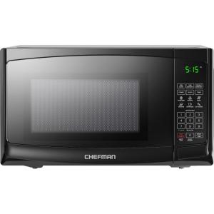 imageChefman Countertop Microwave Oven 07 Cu Ft Digital Stainless Steel Microwave 700 Watts with 6 Auto Menus 10 Power Levels Eco Mode Memory Mute Function Child Safety Lock Easy Clean09 Cu Ft  Bk