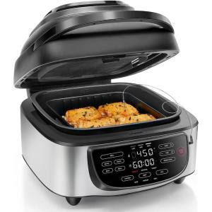 imageChefman Electric Indoor Air Fryer  Grill Does It All CountertopSize 5in1 Unit Can Air Fry Grill Roast Bake and Broil Removable Integrated Probe Thermometer Guarantees Perfect Doneness7 QT  Air Fryer Grill