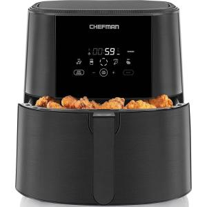 imageChefman Electric Indoor Air Fryer  Grill Does It All CountertopSize 5in1 Unit Can Air Fry Grill Roast Bake and Broil Removable Integrated Probe Thermometer Guarantees Perfect Doneness8 QT