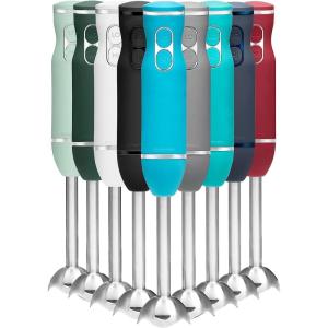 imageChefman Immersion Stick Hand Blender with Stainless Steel Blades Powerful Electric Ice Crushing 2Speed Control Handheld Food Mixer Purees Smoothies Shakes Sauces ampamp Soups Midnight BlueSky Blue