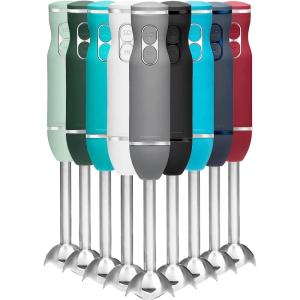 imageChefman Immersion Stick Hand Blender with Stainless Steel Blades Powerful Electric Ice Crushing 2Speed Control Handheld Food Mixer Purees Smoothies Shakes Sauces ampamp Soups Midnight BlueGrey