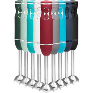 imageChefman Immersion Stick Hand Blender with Stainless Steel Blades Powerful Electric Ice Crushing 2Speed Control Handheld Food Mixer Purees Smoothies Shakes Sauces ampamp Soups Midnight BlueRed
