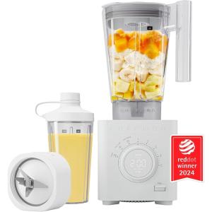 imageChefman Obliterator 48 oz Countertop Blender for Smoothies 1380W Motor to Crush Ice Nuts and Frozen Fruit with Stainless Steel Blade Auto Blend Function Includes 20 oz Travel Jar  ConcreteConcrete