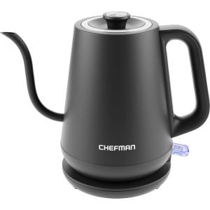 imageChefman TrueTemp Precision Control Gooseneck Kettle Internal Custom Temperature Control and 6 OneTouch Presets BoilDry Protection Auto ShutOff for Safety For Pour Over Coffee and Tea BlackBlack  Gooseneck