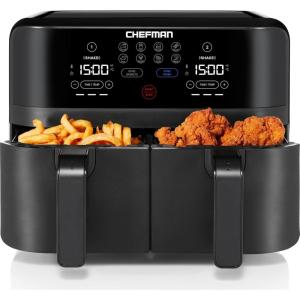 imageChefman TurboFry Touch Dual Air Fryer Maximize The Healthiest Meals With Double Basket Capacity OneTouch Digital Controls And Shake Reminder For The Perfect Crispy And LowCalorie Finish9 Quart
