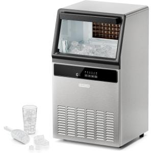 imageIceman Commercial Ice Maker Machine 100lbs24H Stainless Steel Ice Machine with 30lb Storage Bin Under Counter Ice Maker for Restaurant Home Bar Office Ice Scoop ampamp Drain Hose IncludedCommercial Ice Maker