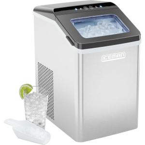 imageIceman Commercial Ice Maker Machine 100lbs24H Stainless Steel Ice Machine with 30lb Storage Bin Under Counter Ice Maker for Restaurant Home Bar Office Ice Scoop ampamp Drain Hose IncludedCompact NuggetPebble Ice Machine