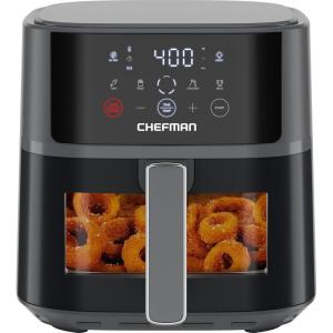 imageChefman Air Fryer  6 QT Compact Airfryer for Quick ampamp Easy Meals Features HiFry Technology for Extra Crisp EasyView Window Touch Controls with 4 Presets Nonstick ampamp Dishwasher Safe Basket  Grey