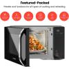 imageChefman Countertop Microwave Oven 11 Cu Ft 1000 Watts with 10 Power Levels 6 Cooking Presets with OneTouch Express Cook Eco Mode Child Safety Lock ampamp Mute Button  Black11 Cu Ft  MicroCrisp