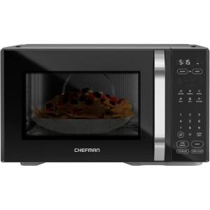 imageChefman Countertop Microwave Oven 11 Cu Ft 1000 Watts with 10 Power Levels 6 Cooking Presets with OneTouch Express Cook Eco Mode Child Safety Lock ampamp Mute Button  Black11 Cu Ft  MicroCrisp