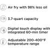 imageCHEFMAN Small Air Fryer Healthy Cooking Nonstick User Friendly and Digital Touch Screen w 60 Minute Timer ampamp Auto Shutoff Dishwasher Safe Basket BPAFree Glossy Black 35 Qt35 Qt