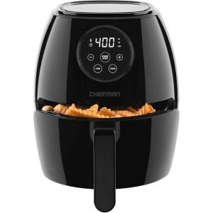 imageCHEFMAN Small Air Fryer Healthy Cooking Nonstick User Friendly and Digital Touch Screen w 60 Minute Timer ampamp Auto Shutoff Dishwasher Safe Basket BPAFree Glossy Black 35 Qt35 Qt