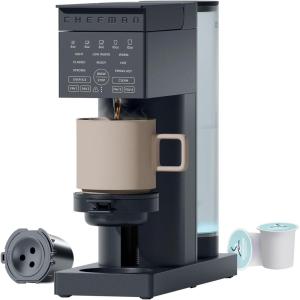 imageChefman Caffeinator Single Serve Coffee Maker KCup ampamp Grounds Programmable Drip Coffee Machine with Brew Strength Settings Iced Coffee Function 48 oz Removable Water Reservoir  ConcreteMidnight