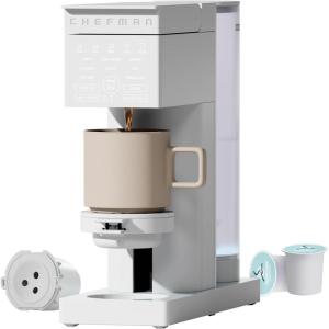 imageChefman Caffeinator Single Serve Coffee Maker KCup ampamp Grounds Programmable Drip Coffee Machine with Brew Strength Settings Iced Coffee Function 48 oz Removable Water Reservoir  ConcreteConcrete
