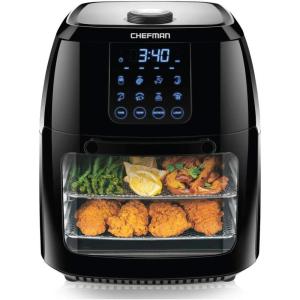 imageChefman 6 Liter Digital Fryer Rotisserie Convection Oven 8 Presets to Air Fry Roast Dehydrate Bake ampamp More BPAFree Auto ShutOff Accessories Included XL Family Size BlackAir Fryer  Rotisserie