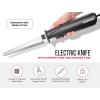 imageChefman Electric Knife with Bonus Carving Fork ampamp Space Saving Storage Case Included One Touch Durable 8 Inch Stainless Steel Blades Rubberized Black Handle BPA Free 120 Volts and Watts