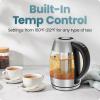 imageCHEFMAN Lightning HighPowered Electric Kettle 18L 1750W Rapid Boil 2 Cups in 2 Minutes BPA Free Cordless Tea Kettle with Digital Temperature Control and 1Hour Keep Hot  Stainless SteelStainless  Temp Control