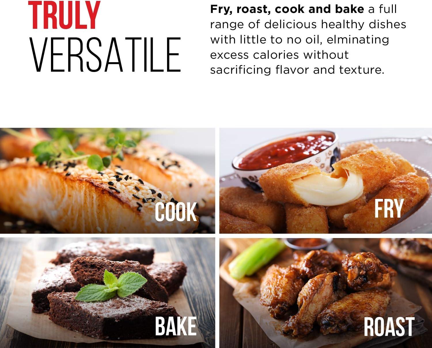 imageChefman Air Fryer TurboFry 9Qt 6in1 HighPowered 450F Cooking for Crispier French Fries Chicken and Onion Rings XL Windowed Basket Air Fry Bake Broil Reheat Dehydrate Defrost  Black36 Quart