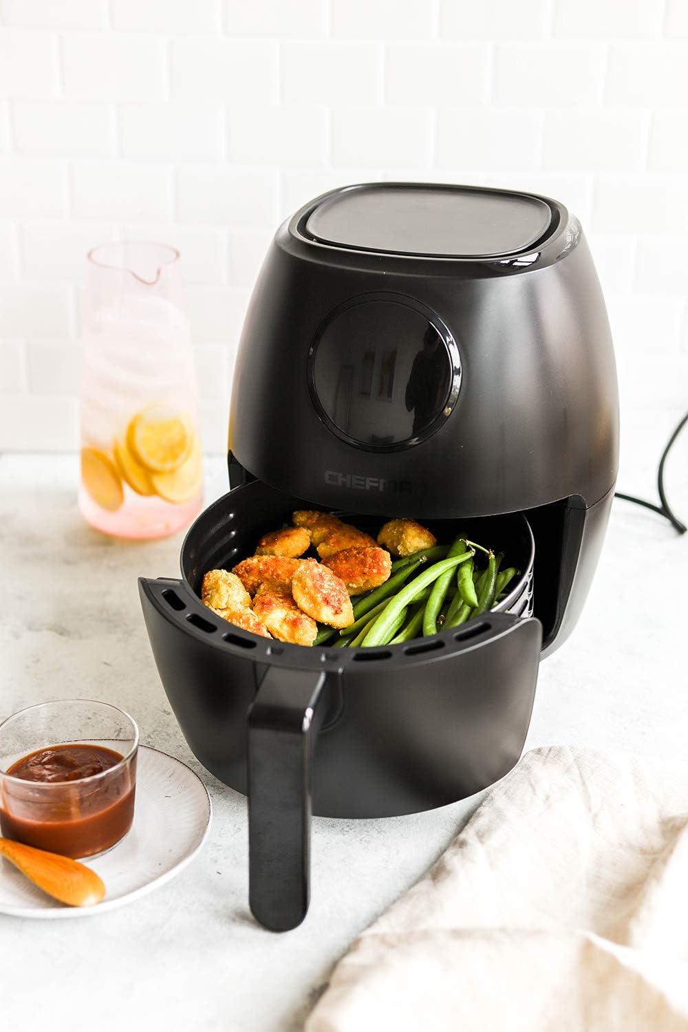 imageChefman Air Fryer TurboFry 9Qt 6in1 HighPowered 450F Cooking for Crispier French Fries Chicken and Onion Rings XL Windowed Basket Air Fry Bake Broil Reheat Dehydrate Defrost  Black36 Quart