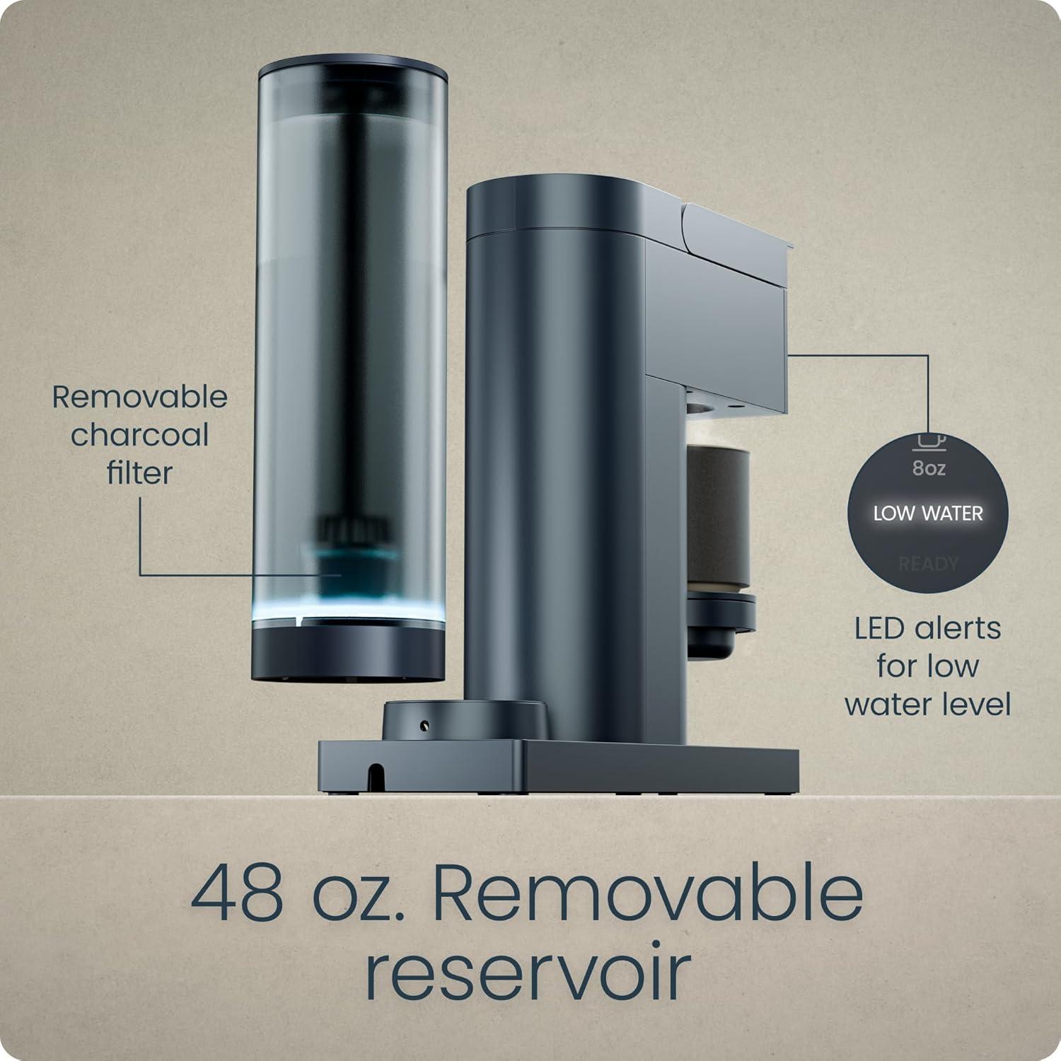 imageChefman Caffeinator Single Serve Coffee Maker Brew Kcups ampamp Grounds Drip Coffee Machine with Brew Strength Settings Iced Coffee Function 48 oz Removable Water Reservoir  Includes 4 FiltersMidnight