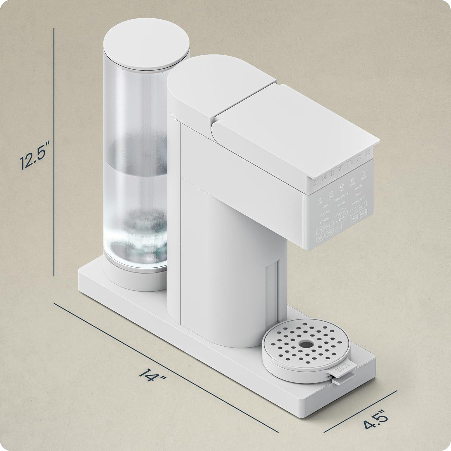 imageChefman Caffeinator Single Serve Coffee Maker Brew Kcups ampamp Grounds Drip Coffee Machine with Brew Strength Settings Iced Coffee Function 48 oz Removable Water Reservoir  Includes 4 FiltersConcrete