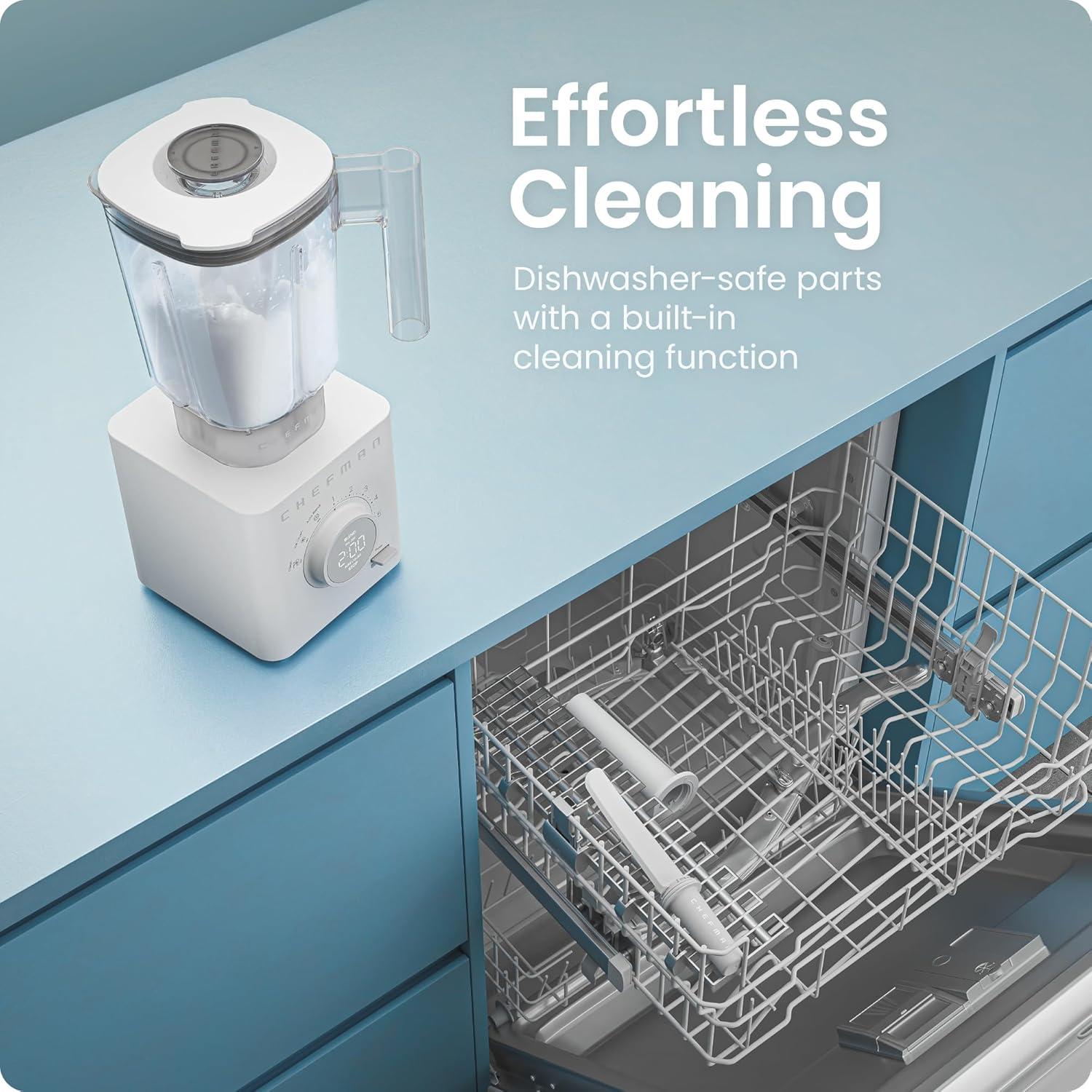 imageChefman Obliterator 48 oz Countertop Blender for Smoothies 1380W Motor to Crush Ice Nuts and Frozen Fruit with Stainless Steel Blade Auto Blend Function Includes 20 oz Travel JarConcrete