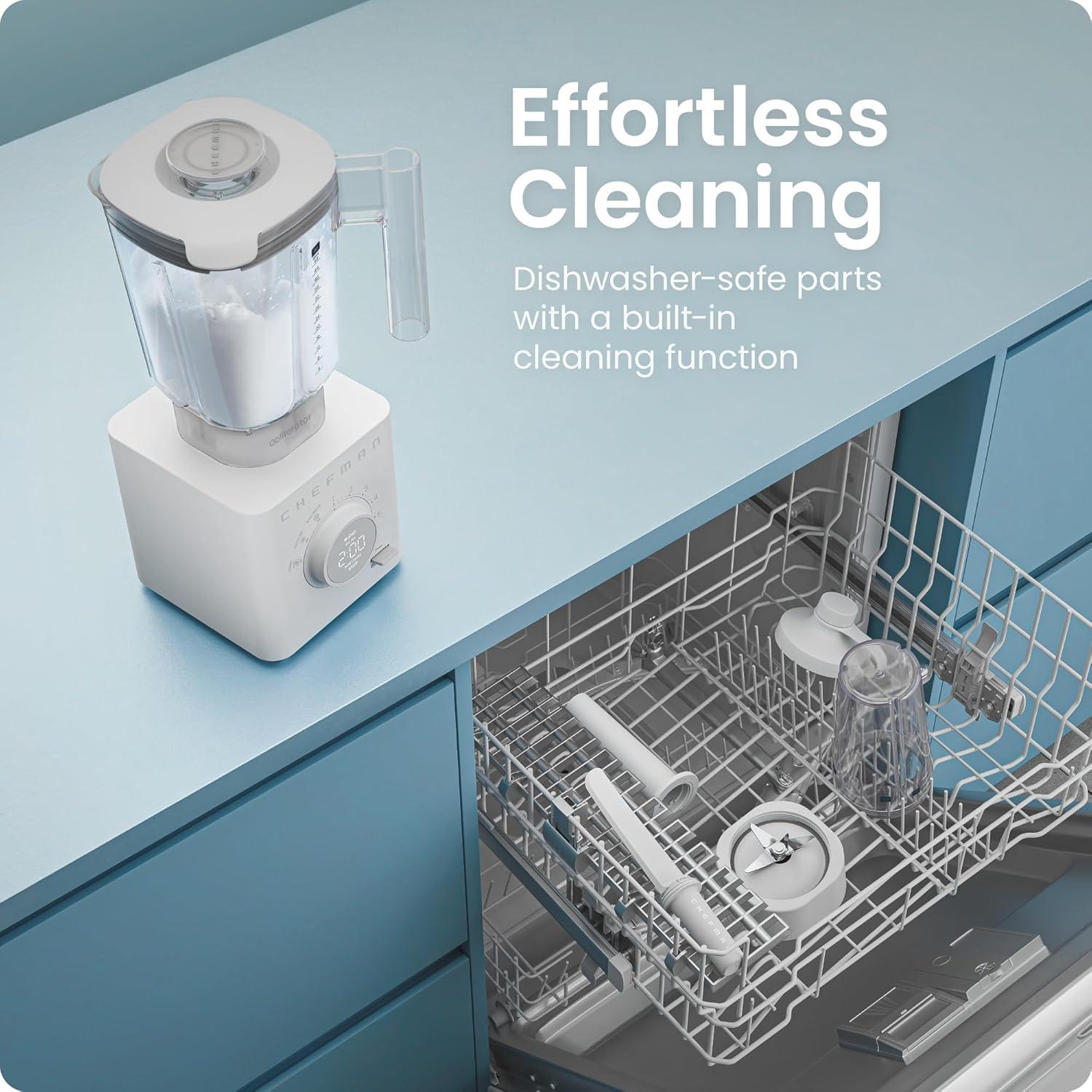 imageChefman Obliterator 48 oz Countertop Blender for Smoothies 1380W Motor to Crush Ice Nuts and Frozen Fruit with Stainless Steel Blade Auto Blend Function Includes 20 oz Travel JarConcrete