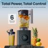 imageChefman Obliterator 48 oz Countertop Blender for Smoothies 1380W Motor to Crush Ice Nuts and Frozen Fruit with Stainless Steel Blade Auto Blend Function Includes 20 oz Travel JarMidnight