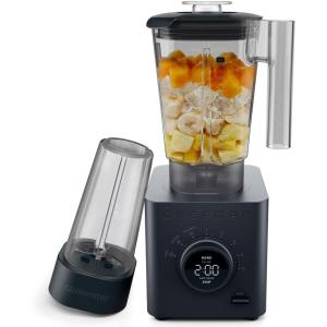 imageChefman Obliterator 48 oz Countertop Blender for Smoothies 1380W Motor to Crush Ice Nuts and Frozen Fruit with Stainless Steel Blade Auto Blend Function Includes 20 oz Travel JarMidnight