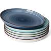 imageSweese Dinner Plates 10 Inch Round Porcelain Plates Dish Set for Lunch Party Wedding Restaurant Microwave Oven Dishwasher Safe Plates Set of 6 Cool Assorted ColorsBlue Series