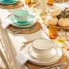 imageSweese Plates and Bowls Sets 18 Piece Dinnerware Set Porcelain Round Dinner Set for 6 Scratch Resistant Dishes Set Dishwasher and Oven Microwave Safe Handpainted Swirl Dishware Sets NeutralAssorted Blue Colors