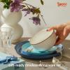 imageSweese Plates and Bowls Sets 18 Piece Dinnerware Set Porcelain Round Dinner Set for 6 Scratch Resistant Dishes Set Dishwasher and Oven Microwave Safe Handpainted Swirl Dishware Sets NeutralAssorted Blue Colors