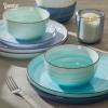 imageSweese Plates and Bowls Sets 18 Piece Dinnerware Set Porcelain Round Dinner Set for 6 Scratch Resistant Dishes Set Dishwasher and Oven Microwave Safe Handpainted Swirl Dishware Sets NeutralAssorted Blue Colors