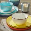 imageSweese Plates and Bowls Sets 18 Piece Dinnerware Set Porcelain Round Dinner Set for 6 Scratch Resistant Dishes Set Dishwasher and Oven Microwave Safe Handpainted Swirl Dishware Sets NeutralAssorted Colors