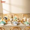 imageSweese Plates and Bowls Sets 18 Piece Dinnerware Set Porcelain Round Dinner Set for 6 Scratch Resistant Dishes Set Dishwasher and Oven Microwave Safe Handpainted Swirl Dishware Sets NeutralAssorted Blue Colors