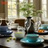 imageSweese Plates and Bowls Sets 18 Piece Dinnerware Set Porcelain Round Dinner Set for 6 Scratch Resistant Dishes Set Dishwasher and Oven Microwave Safe Handpainted Swirl Dishware Sets NeutralAssorted Blue Colors