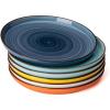 imageSweese Dinner Plates 10 Inch Round Porcelain Plates Dish Set for Lunch Party Wedding Restaurant Microwave Oven Dishwasher Safe Plates Set of 6 Cool Assorted ColorsMulticolor
