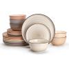 imageSweese Plates and Bowls Sets 18 Piece Dinnerware Set Porcelain Round Dinner Set for 6 Scratch Resistant Dishes Set Dishwasher and Oven Microwave Safe Handpainted Swirl Dishware Sets NeutralNeutral Colors