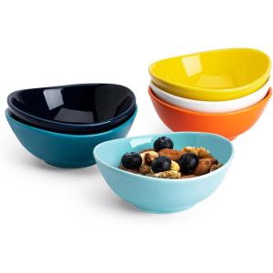 imageSweese 5 Inch Porcelain Small 10 oz Bowls Set of 6 for Dessert  Ice cream  Soup  Rice  Fruits  Small Portions  Microwave Dishwasher and Oven Safe  WhiteHot Assorted Color