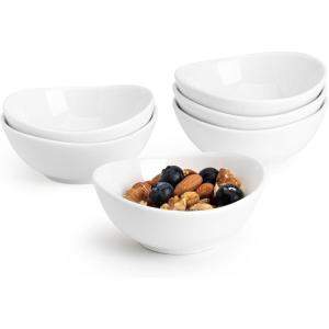 imageSweese 5 Inch Porcelain Small 10 oz Bowls Set of 6 for Dessert  Ice cream  Soup  Rice  Fruits  Small Portions  Microwave Dishwasher and Oven Safe  WhiteWhite