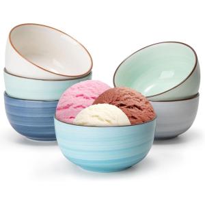imageSweese Cereal Bowl  20 Oz Soup Bowls Set of 6 for Cereal Snack Rice Salad Side Dishes Porcelain Bowls for Kitchen Decor LEAD ampamp CADMIUM FREE Multicolor Cool Assorted ColorsCool Assorted Colors