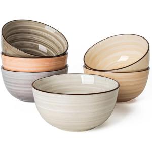 imageSweese Cereal Bowl  20 Oz Soup Bowls Set of 6 for Cereal Snack Rice Salad Side Dishes Porcelain Bowls for Kitchen Decor LEAD ampamp CADMIUM FREE Multicolor Cool Assorted ColorsNeutral