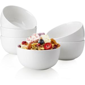 imageSweese Cereal Bowl  20 Oz Soup Bowls Set of 6 for Cereal Snack Rice Salad Side Dishes Porcelain Bowls for Kitchen Decor LEAD ampamp CADMIUM FREE Multicolor Cool Assorted ColorsWhite