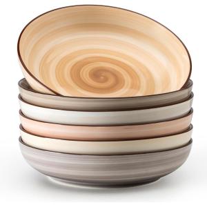 imageSweese Pasta Bowls Set of 6 30 Ounce Ceramic Salad Plates for Dishwasher ampamp Microwave Safe  Solid Salad Bowls Soup Bowls  Deep Plates Lipped Edges Oven Safe Porcelain Plates Serving BowlsNeutral