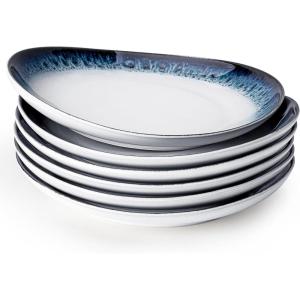imageSweese Porcelain Dinner Plates 11 Inch Handmade Plates Set of 6 Dish Set for Lunch Party Wedding Restaurant Microwave Oven Dishwasher Safe Each Different78 Inch