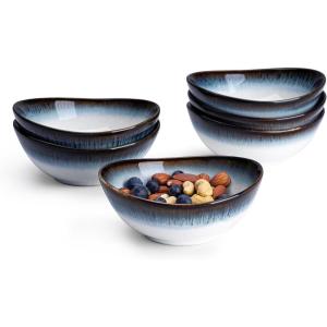 imageSweese Porcelain Handmade Small 10 Oz Bowls Set of 6 for Dessert  Ice cream  Soup  Rice  Fruits  Small Portions  Microwave Dishwasher and Oven Safe Each Different4 Inch4 Ounce