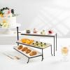 imageSweese 3 Tiered Serving Stand Foldable Rectangular Food Display Stand with White Porcelain Platters  Serving Trays Dessert Display Server for Brithday Party Valentines Day and Events